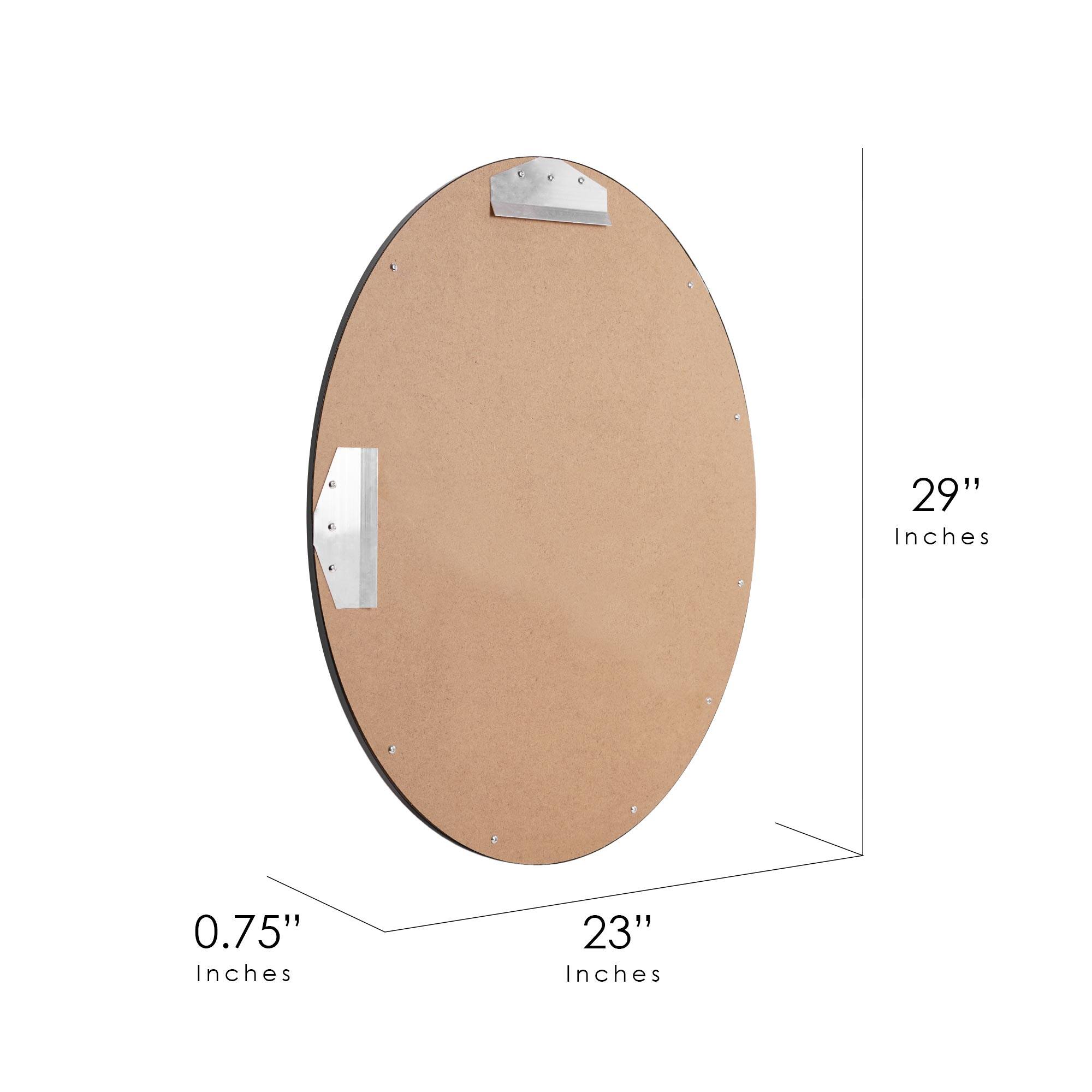 Classic Black Oval Metal Framed Beveled Vanity Wall Mirror - 23" x 29"